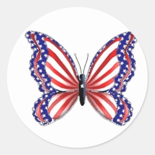 Patriotic Butterfly Classic Round Sticker