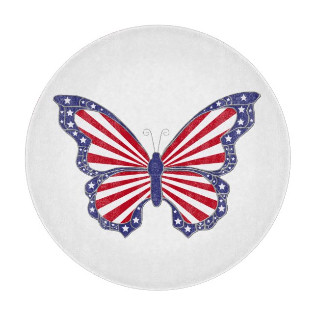 Patriotic Butterfly Cutting Board (Front)