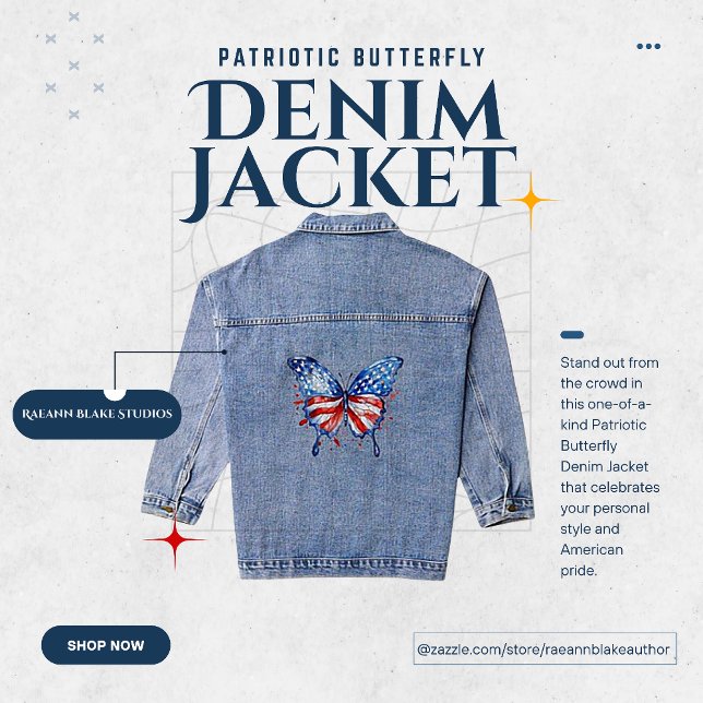 Patriotic Butterfly Denim Jacket (Creator Uploaded)
