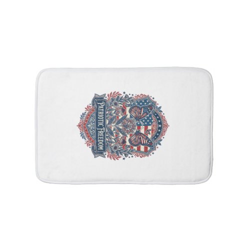 Patriotic Butterfly Garden Vector Graphic Tee_1 Bath Mat