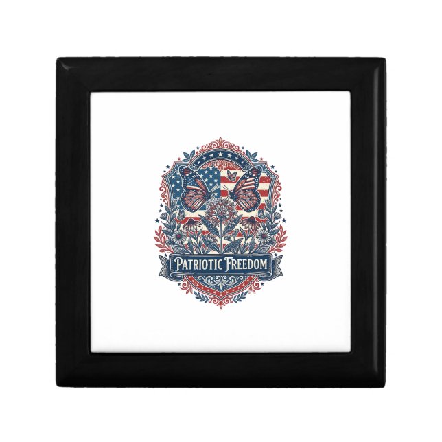 Patriotic Butterfly Garden Vector Graphic Tee_1 Gift Box (Front)