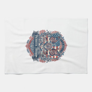Patriotic Butterfly Garden Vector Graphic Tee_1 Kitchen Towel