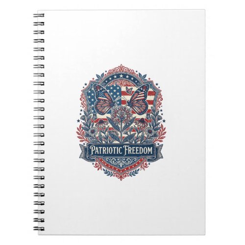 Patriotic Butterfly Garden Vector Graphic Tee_1 Notebook
