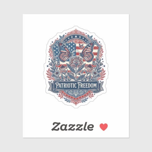 Patriotic Butterfly Garden Vector Graphic Tee_1 Sticker (Sheet)