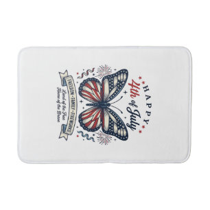 Patriotic Butterfly Happy 4th of July Shirt Design Bath Mat