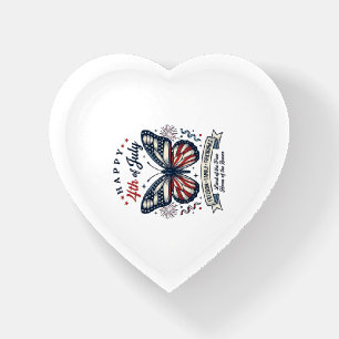Patriotic Butterfly Happy 4th of July Shirt Design Paperweight