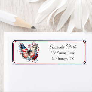 Patriotic Butterfly USA Flag Address Label