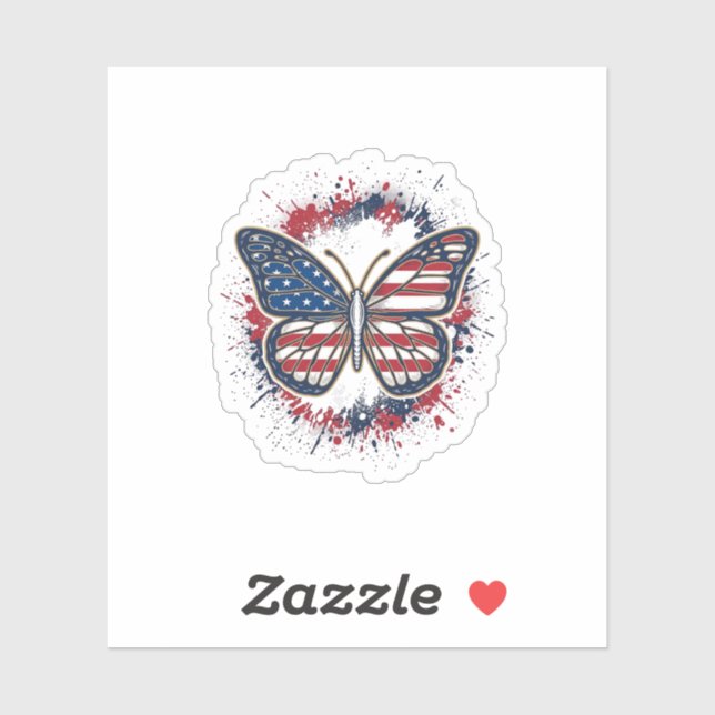 Patriotic Butterfly Vintage Engraving Vector Desig Sticker (Sheet)