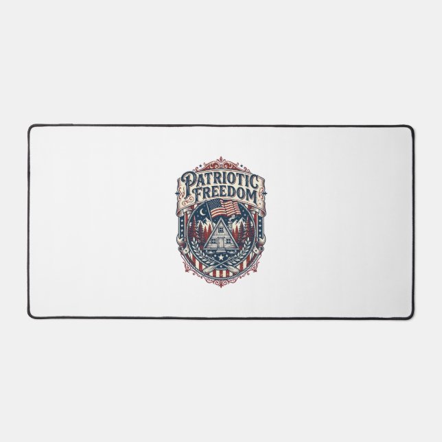 Patriotic Cabin Weekend Vector Graphic Tee_1 Desk Mat (Front)