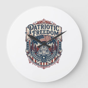 Patriotic Cabin Weekend Vector Graphic Tee_1 Large Clock