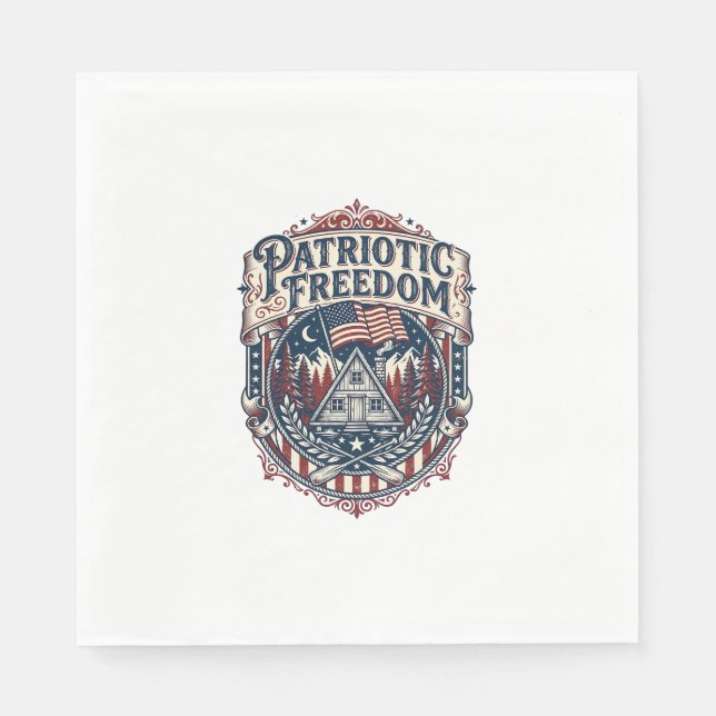 Patriotic Cabin Weekend Vector Graphic Tee_1 Napkins (Front)