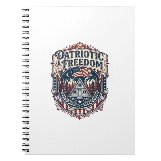 Patriotic Cabin Weekend Vector Graphic Tee_1 Notebook (Front)