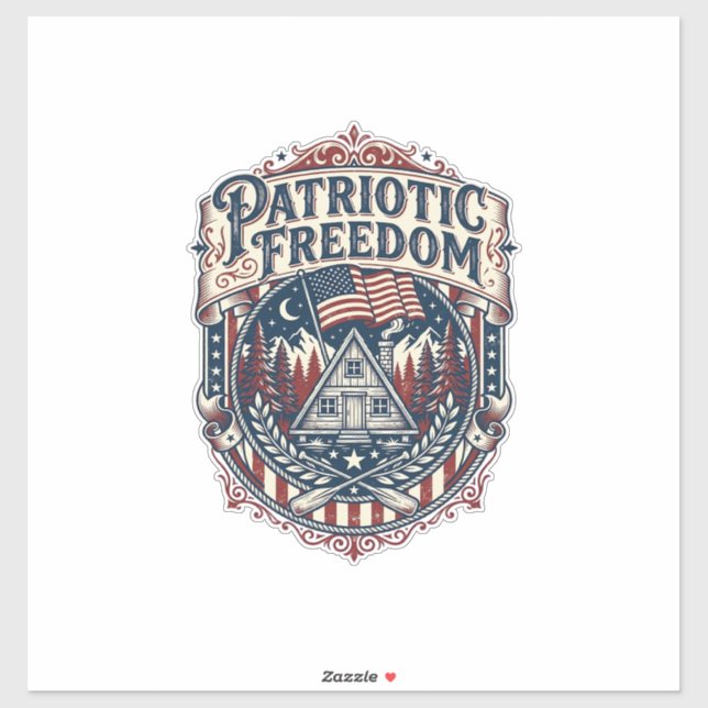 Patriotic Cabin Weekend Vector Graphic Tee_1 Sticker (Sheet)