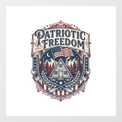Patriotic Cabin Weekend Vector Graphic Tee_1 Window Cling