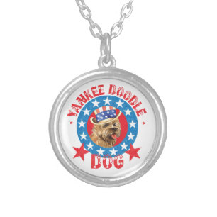Patriotic Cairn Terrier Silver Plated Necklace