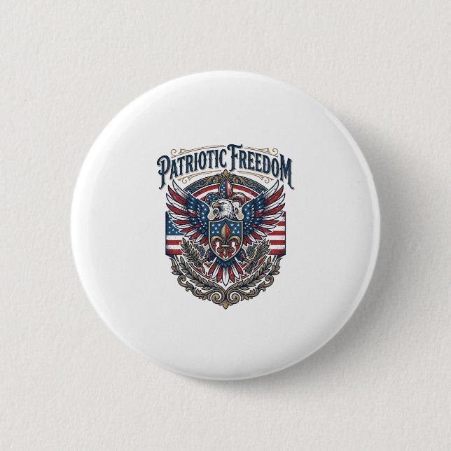Patriotic Cajun Pride Vector Graphic Tee_1 Button (Front)