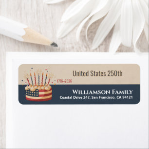 Patriotic Cake 1776–2026 Family Design Return Label