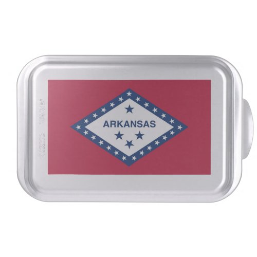 Patriotic cake pan with Flag of Arkansas State