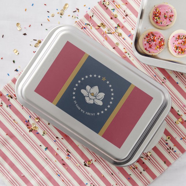 Patriotic cake pan with Flag of Mississippi, USA (In Situ)