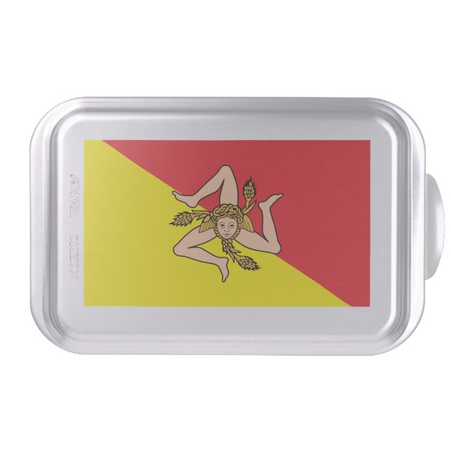 Patriotic cake pan with Flag of Sicily, Italy (Front)
