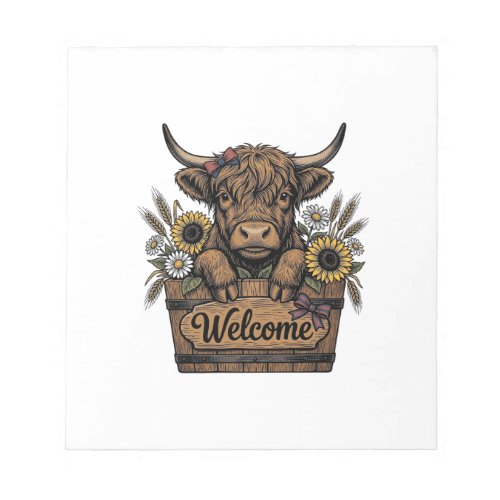 Patriotic Calf Welcome Vintage Farmhouse Floral Ar Notepad