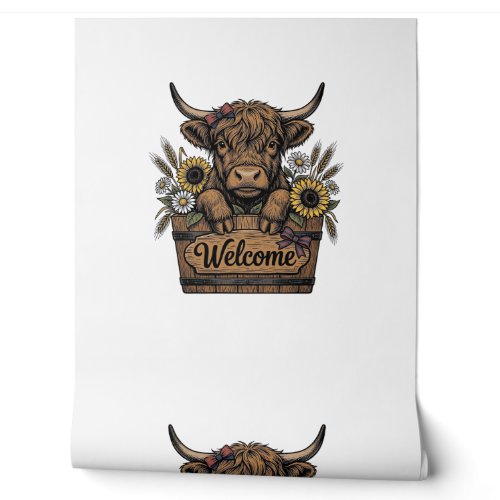Patriotic Calf Welcome Vintage Farmhouse Floral Ar Wallpaper