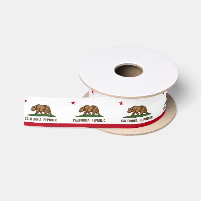 Patriotic California Republic State Flag Satin Ribbon (Spool)