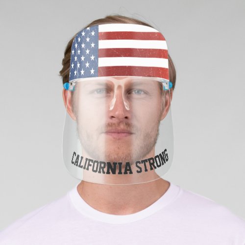 Patriotic CaliforniaStrong Distressed America Flag Face Shield