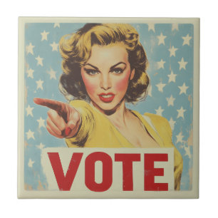 Patriotic Call to Action: Vote! Ceramic Tile