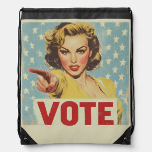 Patriotic Call to Action: Vote! Drawstring Bag