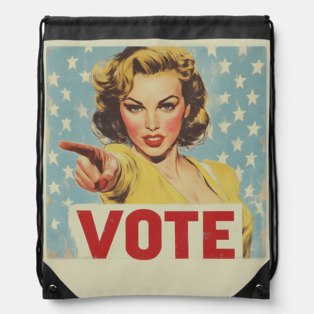 Patriotic Call to Action: Vote! Drawstring Bag (Front)