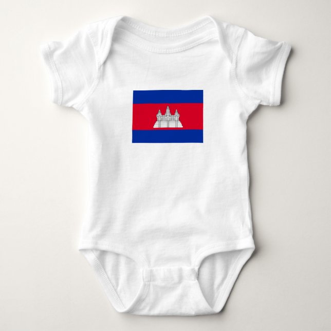 Patriotic Cambodia Flag Baby Bodysuit (Front)