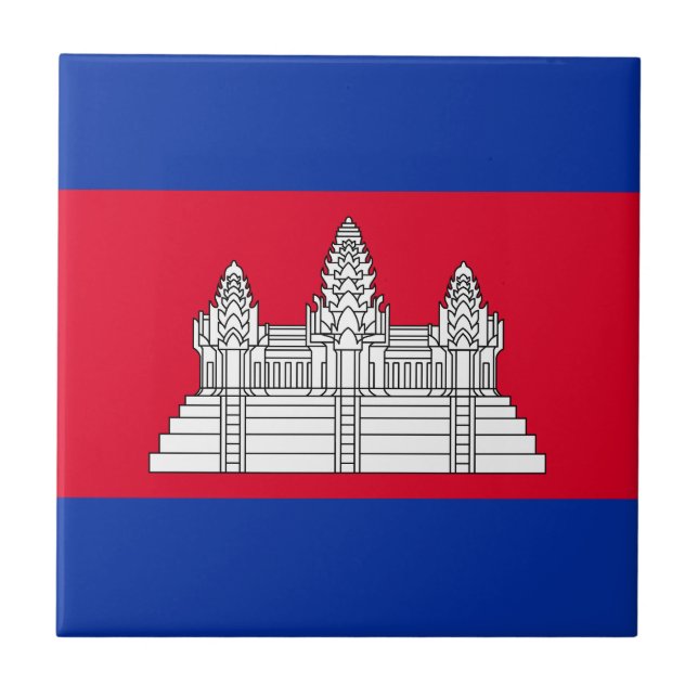 Patriotic Cambodia Flag Ceramic Tile (Front)