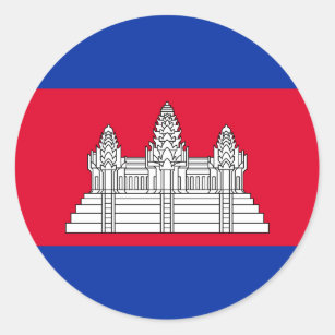 Patriotic Cambodia Flag Classic Round Sticker
