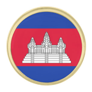 Patriotic Cambodia Flag Gold Finish Lapel Pin