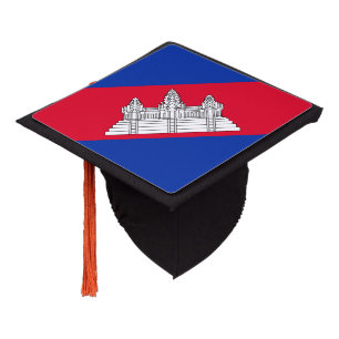 Patriotic Cambodia Flag Graduation Cap Topper