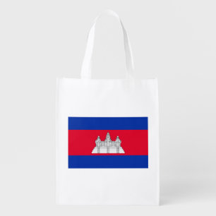Patriotic Cambodia Flag Grocery Bag