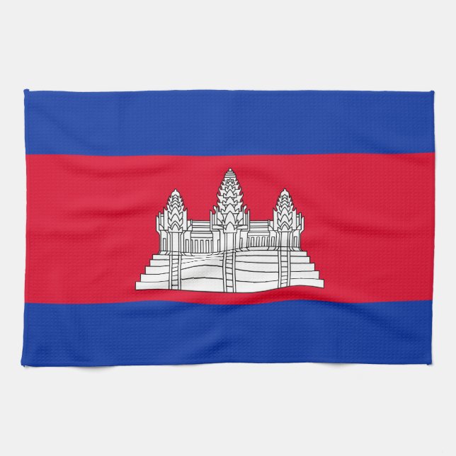 Patriotic Cambodia Flag Kitchen Towel (Horizontal)