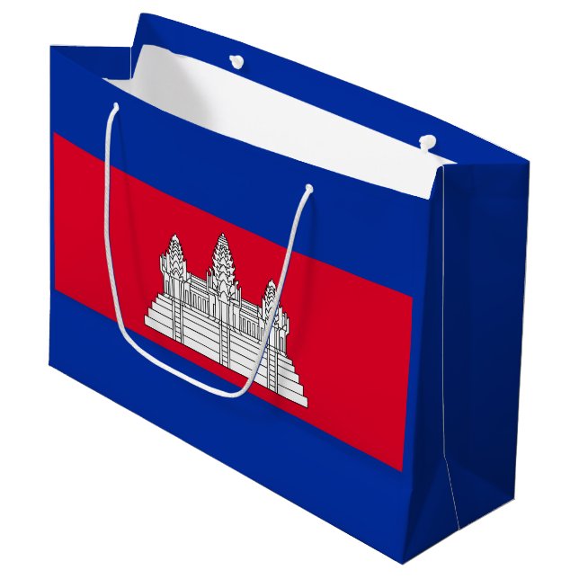 Patriotic Cambodia Flag Large Gift Bag (Front Angled)