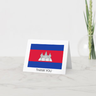 Patriotic Cambodia Flag Letterpress Thank You Card