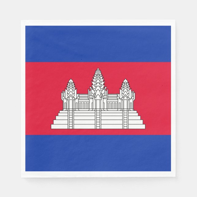 Patriotic Cambodia Flag Napkins (Front)