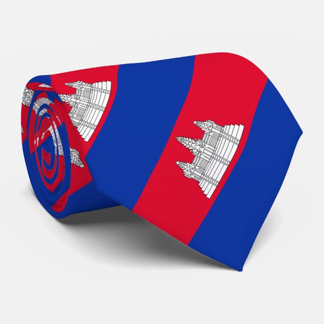 Patriotic Cambodia Flag Neck Tie (Rolled)