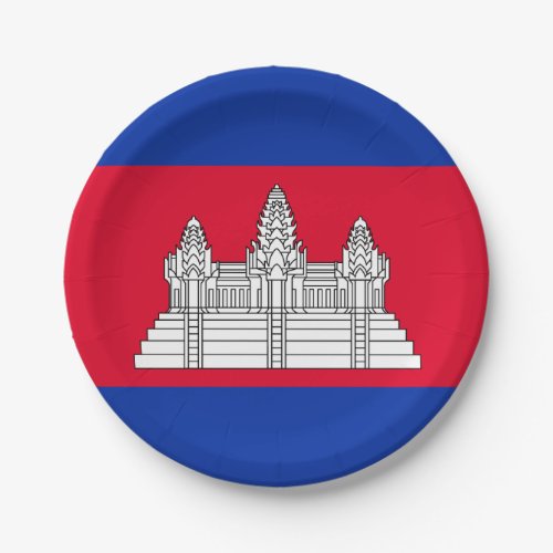 Patriotic Cambodia Flag Paper Plates