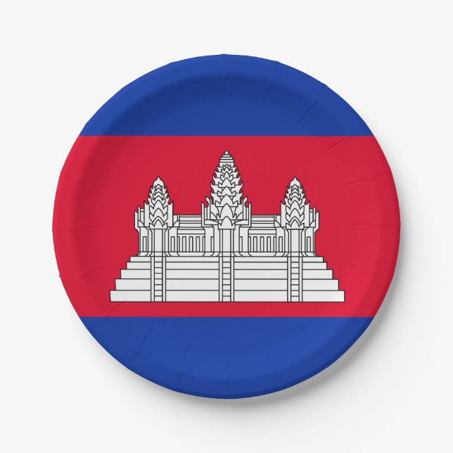 Patriotic Cambodia Flag Paper Plates (Front)