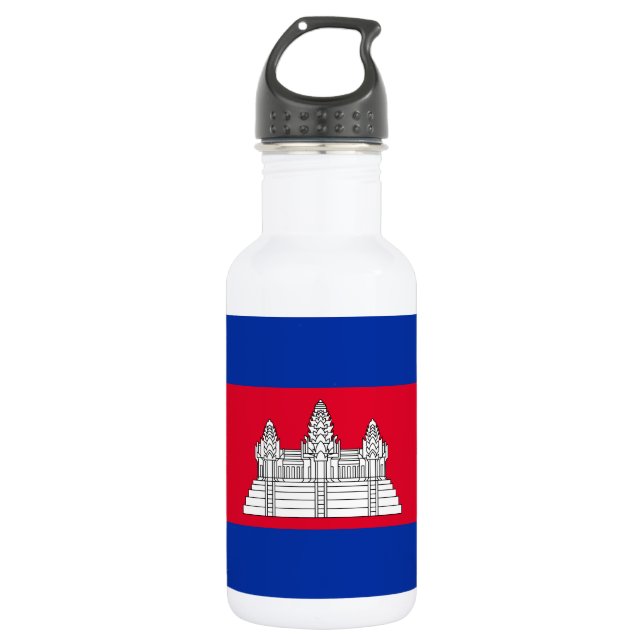 Patriotic Cambodia Flag Stainless Steel Water Bottle (Front)