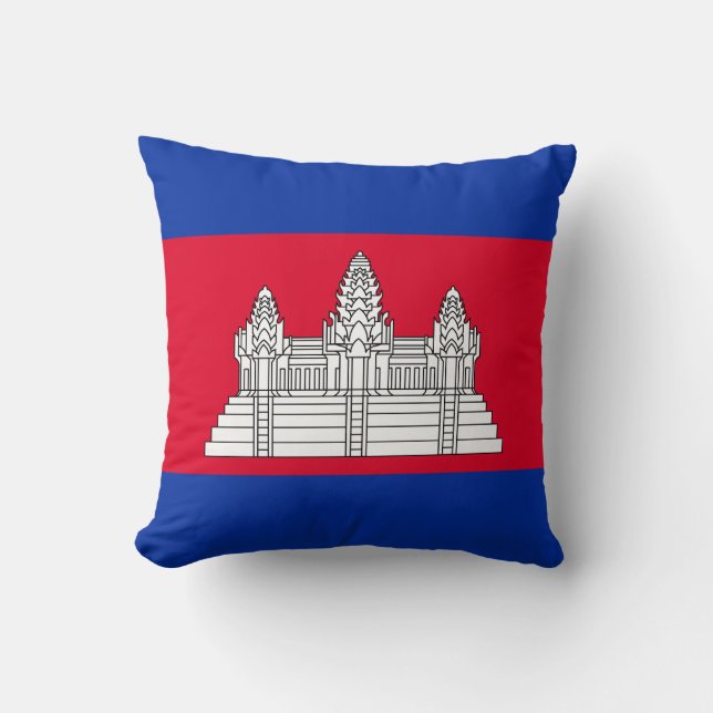 Patriotic Cambodia Flag Throw Pillow (Front)