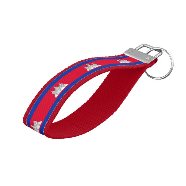 Patriotic Cambodia Flag Wrist Keychain (Angled Up)