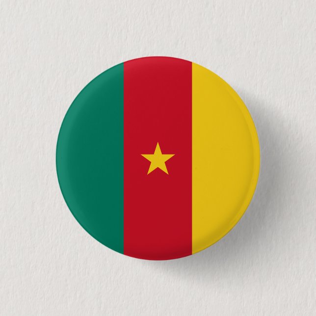 Patriotic Cameroon Flag Button (Front)