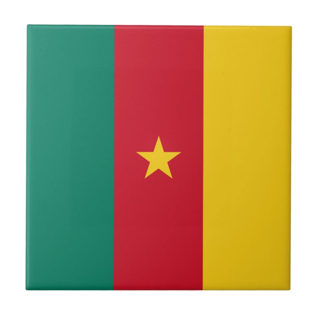 Patriotic Cameroon Flag Ceramic Tile (Front)