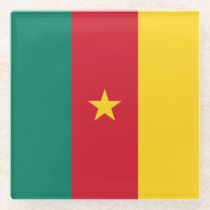 Patriotic Cameroon Flag Glass Coaster